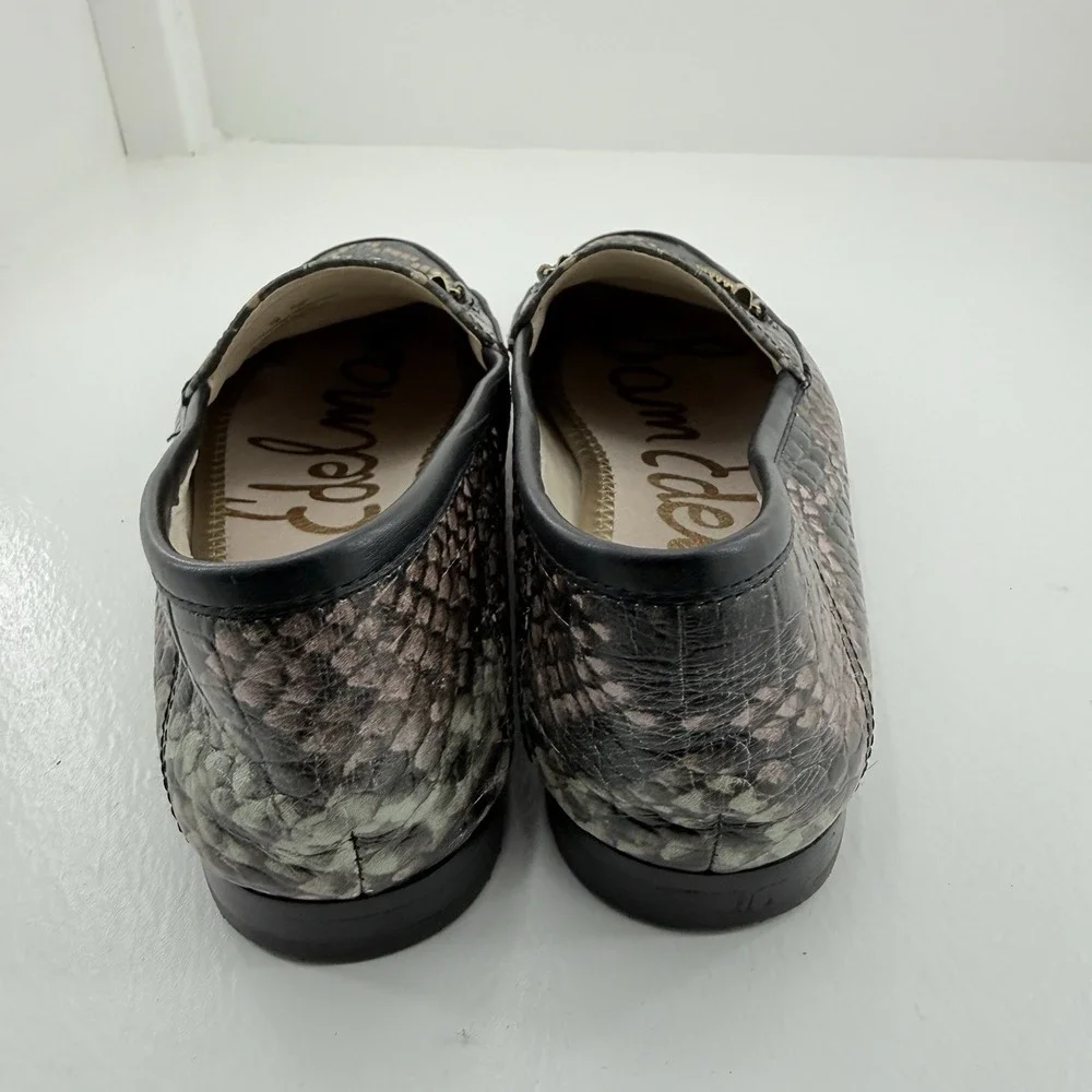 Sam Edelman Lior Wintergreen Snake Print Leather Bit Loafers Women's US Size 7 M